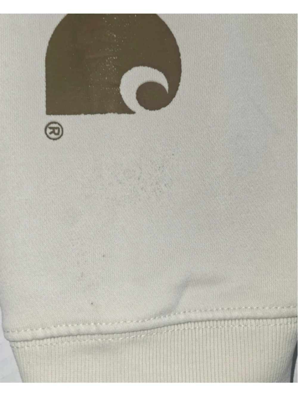 Carhartt Logo Print Pullover Hoodie Off-White Size XL 18-20 Youth